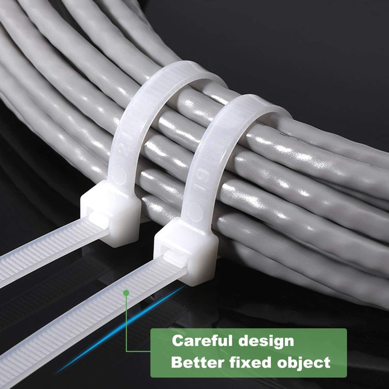 Saisn 50pcs Zip Ties Adjustable Ultra Strong Plastic Cable Ties Nylon Self-Locking Wraps Ties Heavy Duty Clear Durable Zip Straps (18 Inch, White) - Image 5